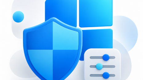 Синий щит и элементы настройки безопасности Windows 11