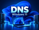 Редакционная иллюстрация: DNS, Windows 11, ноутбук и два сервера