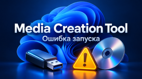 Редакционная иллюстрация: Media Creation Tool, ошибка запуска, флешка и диск