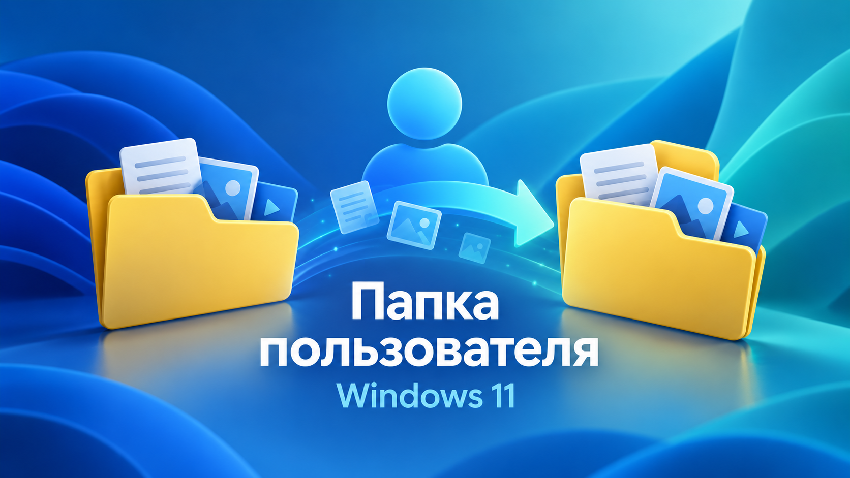 Редакционная иллюстрация: перенос файлов между папками профилей Windows 11