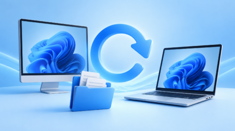 Редакционная иллюстрация: сброс Windows 11 на ноутбуке и ПК