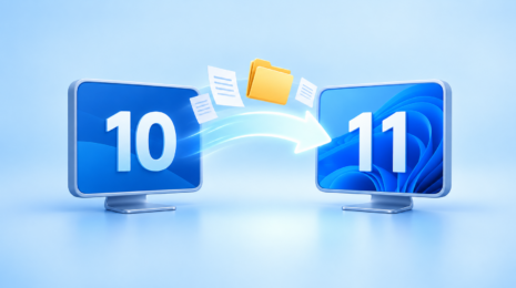 Редакционная иллюстрация перехода с Windows 10 на Windows 11